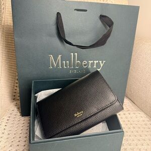 Mulberry Black Tri-Fold Leather Wallet